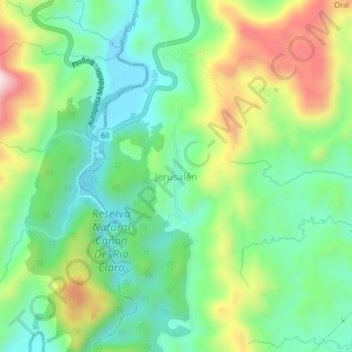 Mappa topografica Jerusalén, altitudine, rilievo