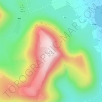 Mappa topografica Ward Hill, altitudine, rilievo