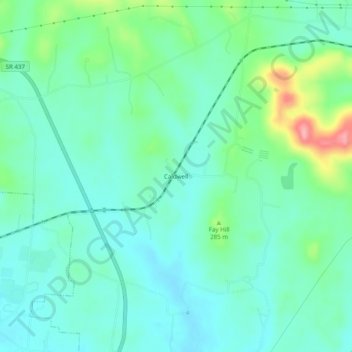 Mappa topografica Caldwell, altitudine, rilievo