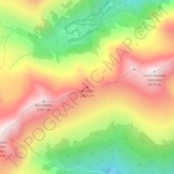 Mappa topografica Kristen, altitudine, rilievo
