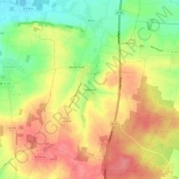 Mappa topografica Tartifume, altitudine, rilievo