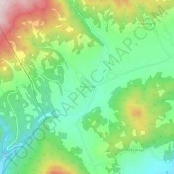 Mappa topografica Kemaliye, altitudine, rilievo