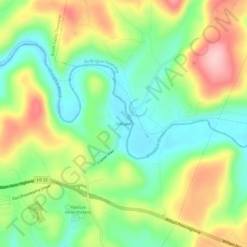Mappa topografica Dilltown, altitudine, rilievo