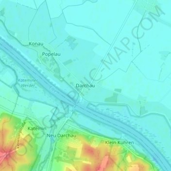 Mappa topografica Darchau, altitudine, rilievo