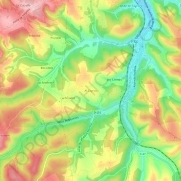 Mappa topografica Al Cayrou, altitudine, rilievo