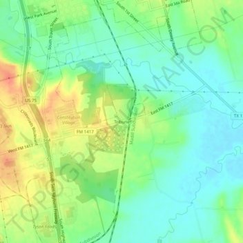 Mappa topografica Tribune, altitudine, rilievo