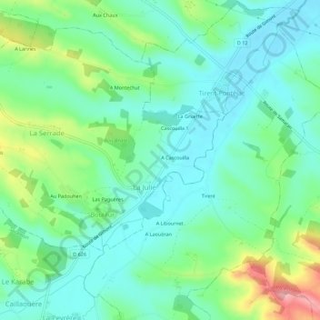 Mappa topografica Joulet, altitudine, rilievo