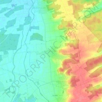 Mappa topografica Gannertshofen, altitudine, rilievo
