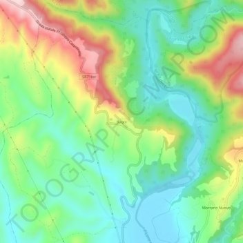 Mappa topografica Bagni, altitudine, rilievo