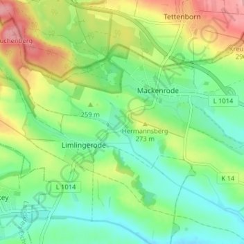 Mappa topografica Hasenwinkel, altitudine, rilievo