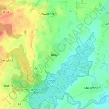 Mappa topografica Böbs, altitudine, rilievo