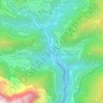 Mappa topografica Dezzo di Scalve, altitudine, rilievo