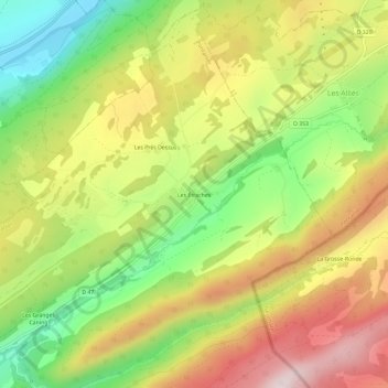 Mappa topografica Les Étraches, altitudine, rilievo