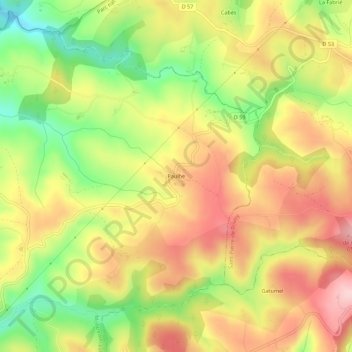 Mappa topografica Paulhe, altitudine, rilievo