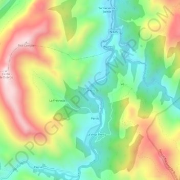 Mappa topografica Corigos, altitudine, rilievo