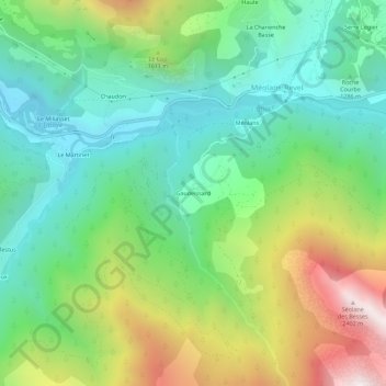 Mappa topografica Gaudeissard, altitudine, rilievo