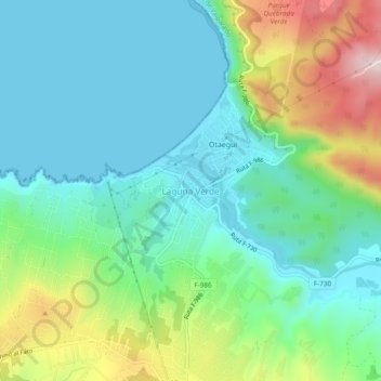 Mappa topografica Laguna Verde, altitudine, rilievo