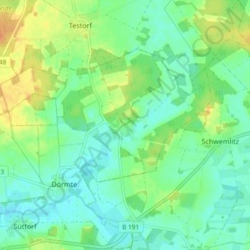 Mappa topografica Bruchwedel, altitudine, rilievo