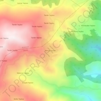 Mappa topografica Bektaş Yaylası, altitudine, rilievo