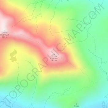 Mappa topografica Creag a' Mhaim, altitudine, rilievo