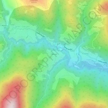Mappa topografica Obergail, altitudine, rilievo