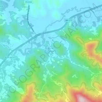Mappa topografica Pitinga, altitudine, rilievo