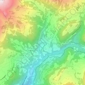Mappa topografica Le Sépey, altitudine, rilievo