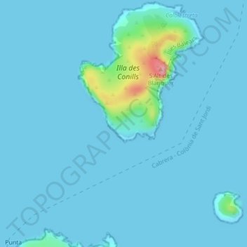 Mappa topografica Es Corrals, altitudine, rilievo