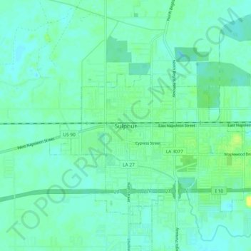 Mappa topografica Sulphur, altitudine, rilievo