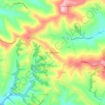 Mappa topografica Valle Apparignano, altitudine, rilievo