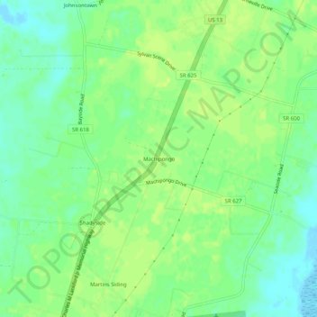 Mappa topografica Machipongo, altitudine, rilievo