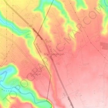 Mappa topografica Mambatangan, altitudine, rilievo