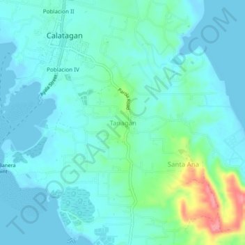 Mappa topografica Tanagan, altitudine, rilievo
