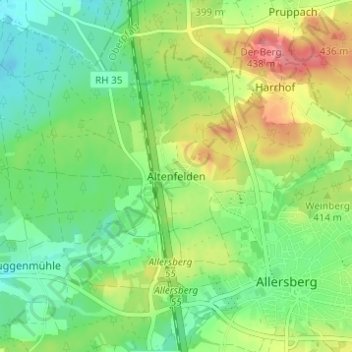 Mappa topografica Altenfelden, altitudine, rilievo