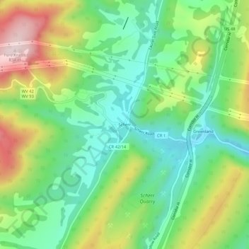 Mappa topografica Scherr, altitudine, rilievo