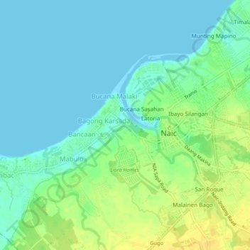 Mappa topografica Sapa, altitudine, rilievo