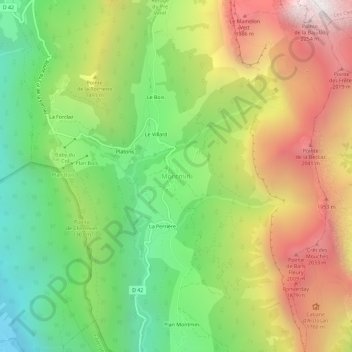Mappa topografica Montmin, altitudine, rilievo