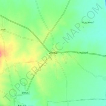 Mappa topografica Ashta, altitudine, rilievo