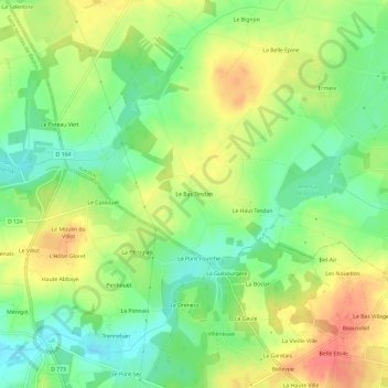 Mappa topografica Le Bas Tesdan, altitudine, rilievo