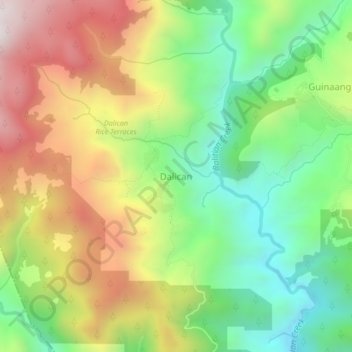 Mappa topografica Dalican, altitudine, rilievo