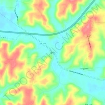 Mappa topografica Kipling, altitudine, rilievo