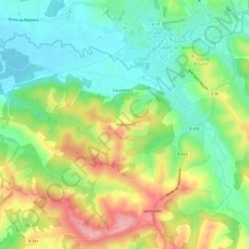 Mappa topografica Bellecave, altitudine, rilievo