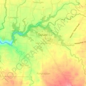 Mappa topografica Mahanadiong, altitudine, rilievo