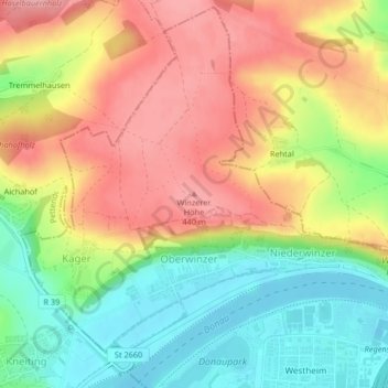 Mappa topografica Winzerer Höhe, altitudine, rilievo