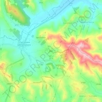 Mappa topografica Patro, altitudine, rilievo