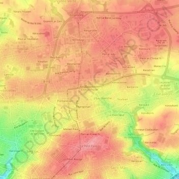 Mappa topografica Coat ar Piquet, altitudine, rilievo
