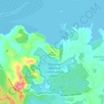 Mappa topografica Pihoe, altitudine, rilievo