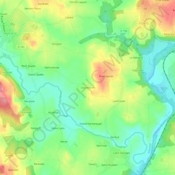 Mappa topografica Locsamzun, altitudine, rilievo