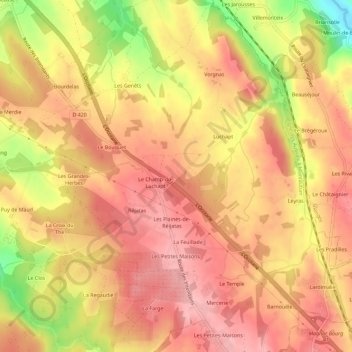 Mappa topografica L'Allée de Luchapt, altitudine, rilievo