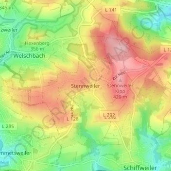 Mappa topografica Stennweiler, altitudine, rilievo